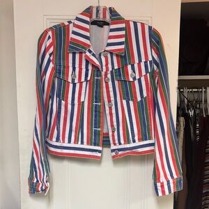 Forever 21 Colorful Striped Jean Jacket